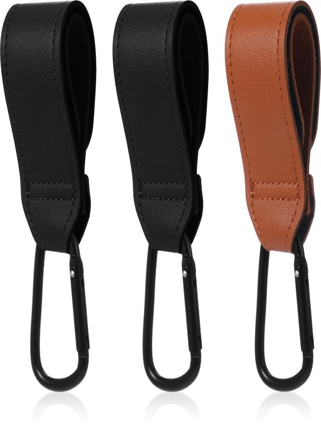 Colingmill 3 Pieces Stroller Hooks, Black and Brown Hanging Multi Functional Strap with Clip for Diaper Bag Stroller Accessories, Wheelchairs, Shopping Carts - Image 1